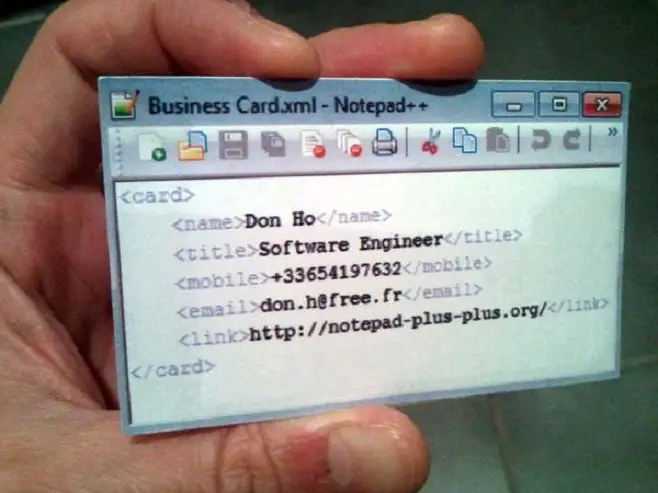 Notepad++ Creator's business card