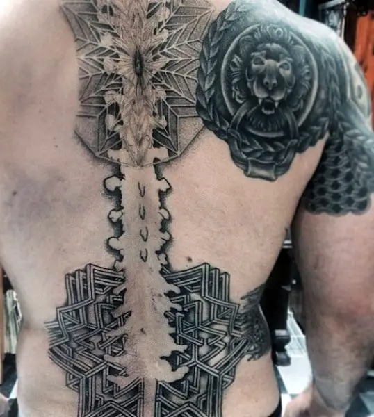 abstract-spinal-cord-geometric-back-tattoo-for-males