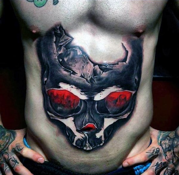 black-skull-with-red-eyes-tattoos-for-men-on-stomach