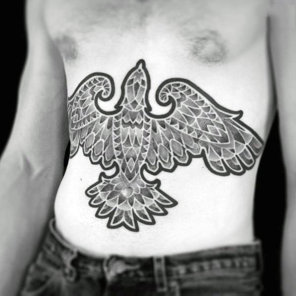 geometric-bird-lower-mens-stomach-tattoos