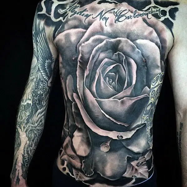 giant-3d-rose-tattoos-on-stomach-for-men