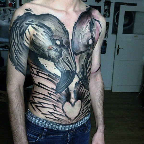 lower-heart-stomach-tattoos-for-men-with-upper-chest-birds