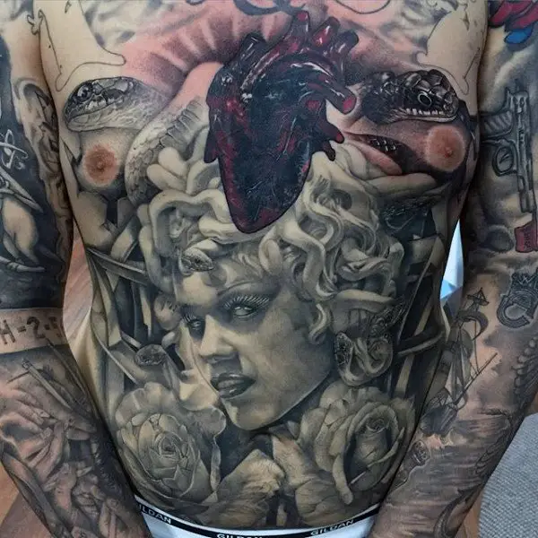 medusa-mens-stomach-piece-tattoos