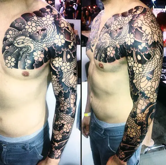 mens-chest-flower-tattoos