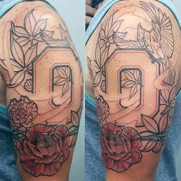 hình xăm Ohio State Flower cho nam