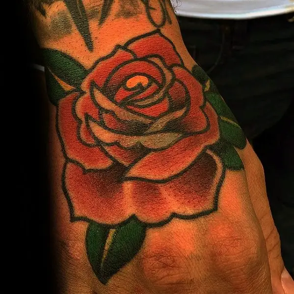 guys-traditional-rose-flower-tattoo-design-on-hand