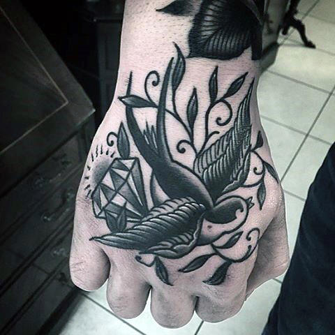 Hand holding a small bird tattoo  Tattoogridnet