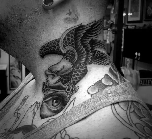 eagle-flying-with-all-seeing-eye-guys-side-of-neck-traditional-tattoos