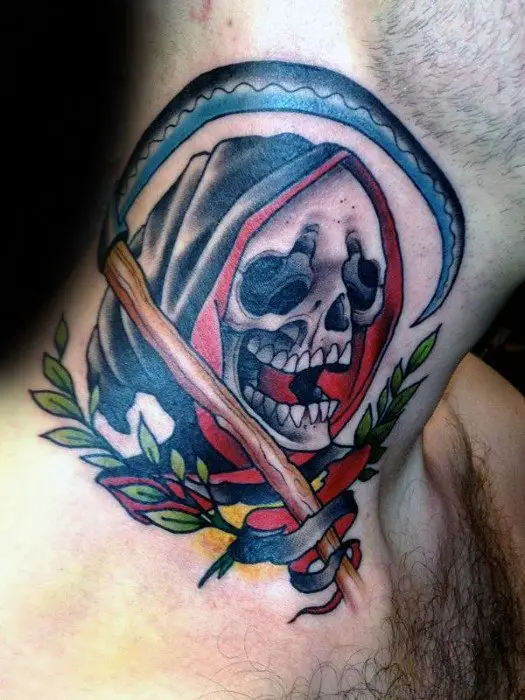 grim-reaper-skull-guys-traditional-neck-tattoo