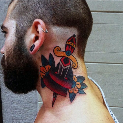 guys-dagger-through-heart-traditional-neck-tattoo