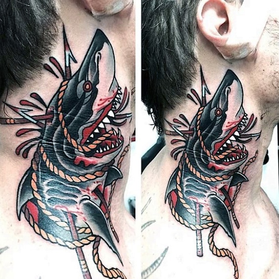 guys-traditional-neck-shark-with-harpoons-tattoo-designs