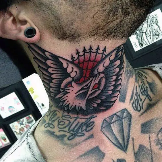 man-with-cool-eagle-shaded-black-and-grey-traditional-neck-tattoo