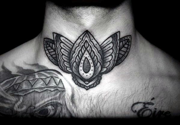 ornate-floral-guys-traditional-front-of-neck-tattoo-designs