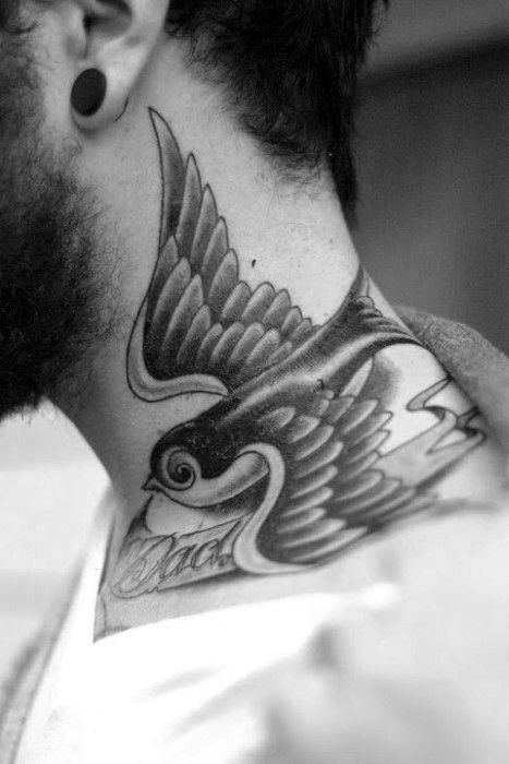 traditional-sparrow-shaded-black-and-grey-neck-tattoos-for-men