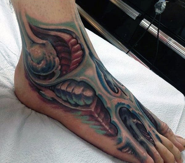 3d-ripped-skin-foot-tattoo-for-guys