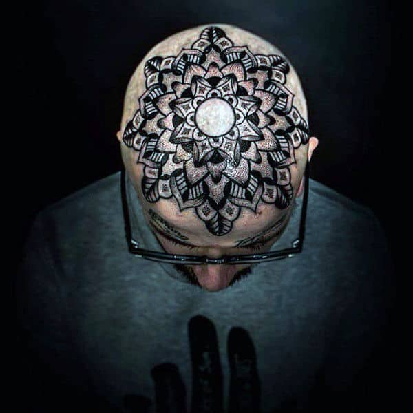 floral-mens-geometric-top-of-head-tattoo