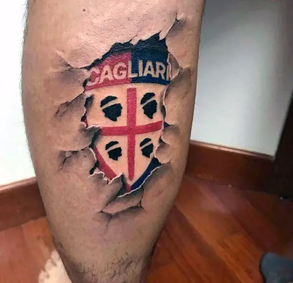 guys-shield-logo-ripped-skin-3d-small-unique-leg-calf-tattoo