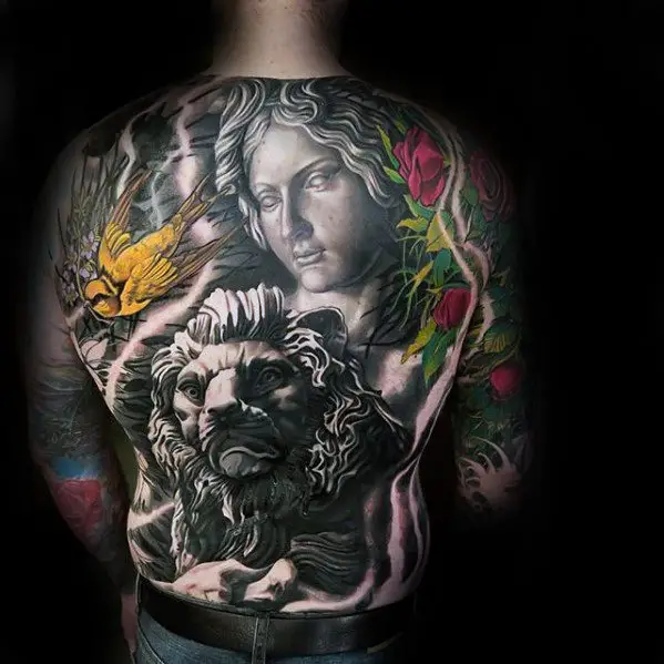 lion-with-portrait-guys-badass-back-tattoo