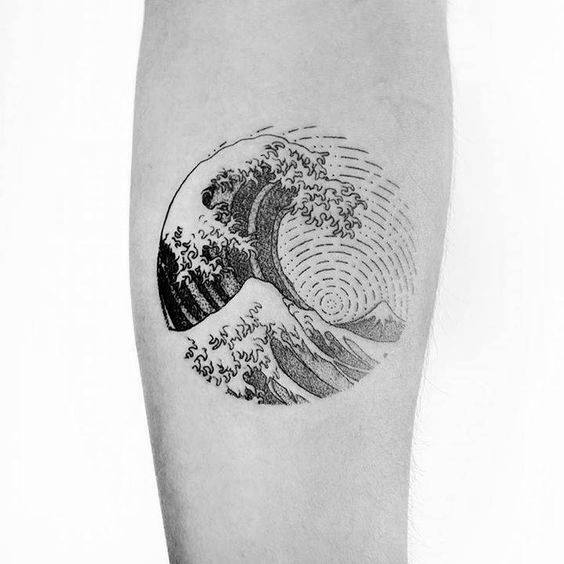 manly-small-unique-the-great-wave-circle-mens-inner-forearm-tattoo