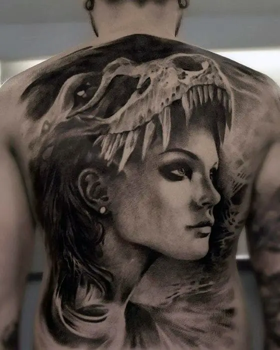 mens-female-portrait-with-animal-skull-head-badass-back-tattoo