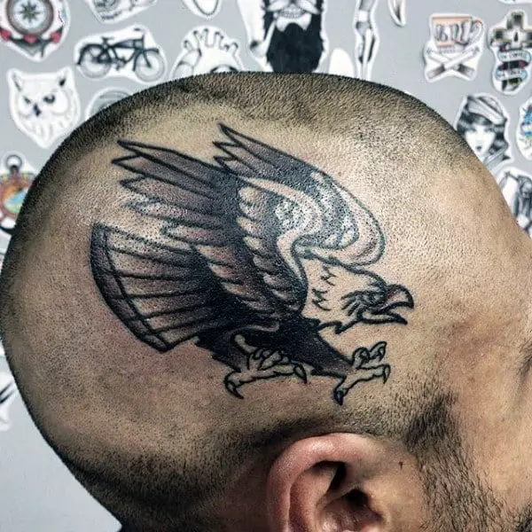 mens-old-school-bald-eagle-traditional-head-tattoo