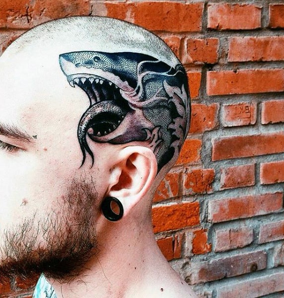 mens-shark-dotwork-head-tattoos
