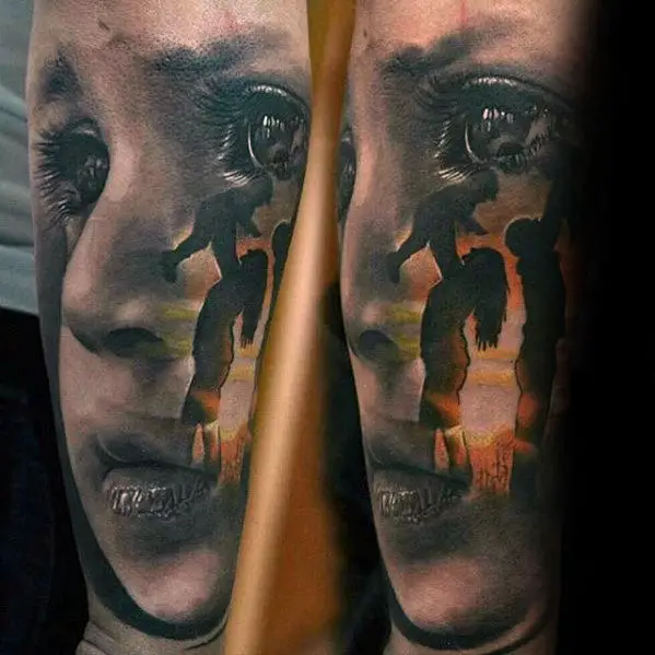 mother-and-child-hyper-realistic-guys-forearm-tattoo