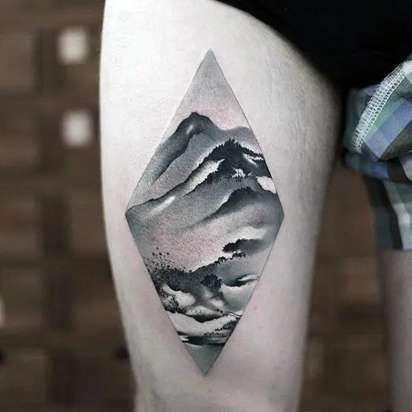 nature-mountains-landscape-watercolor-mens-small-unique-tattoo-on-thigh