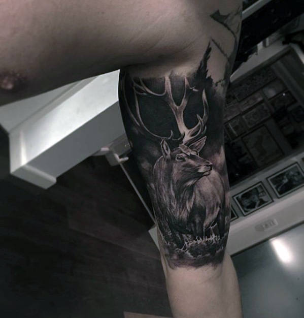 quater-sleeve-hyper-realistic-deer-guys-tattoo-design-ideas