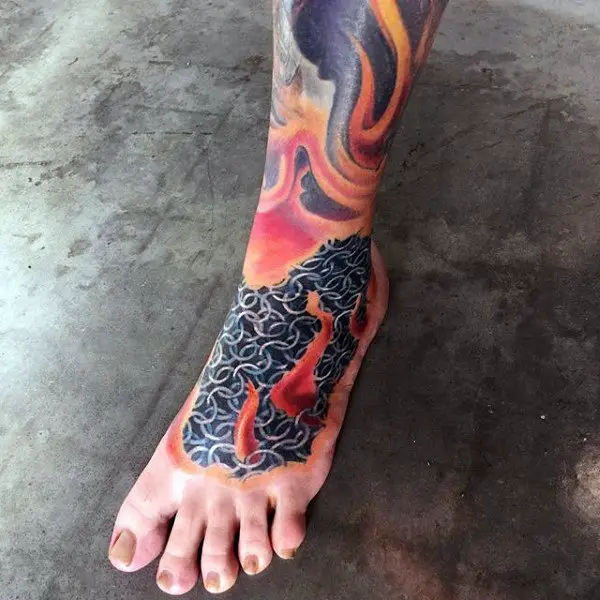 Half a leg flame  Tatuagem americana Tatuagem Tatuagem panturilha