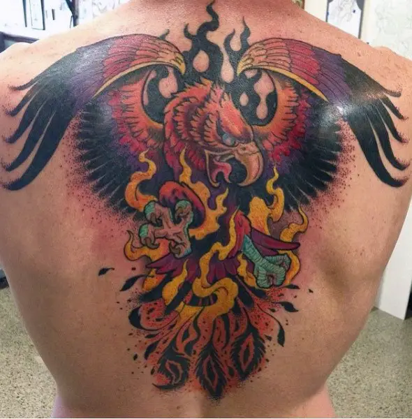 falcon-mens-back-fire-tattoo-designs