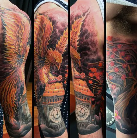 flaming-phoenix-mens-fire-tattoo-sleeve-ideas