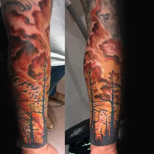 forest-fire-guys-full-arm-sleeve-tattoo-design-ideas