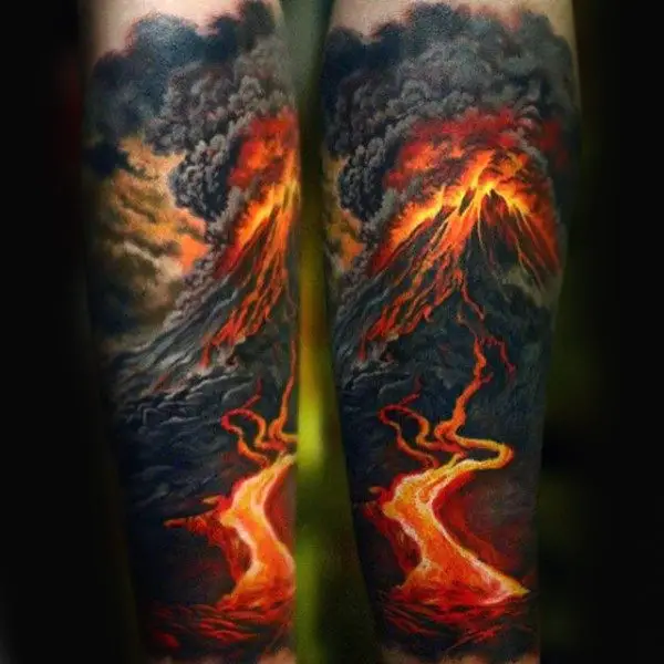 lava-fire-volcano-mens-sleeve-tattoo-with-realistic-design