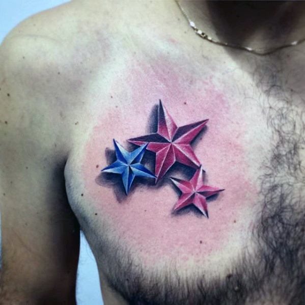 3d-red-and-blue-simple-star-mens-chest-tattoo