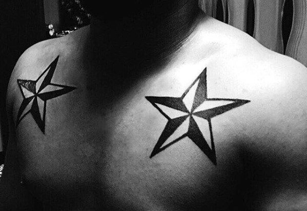 double-nautical-stars-mens-simple-upper-chest-tattoos