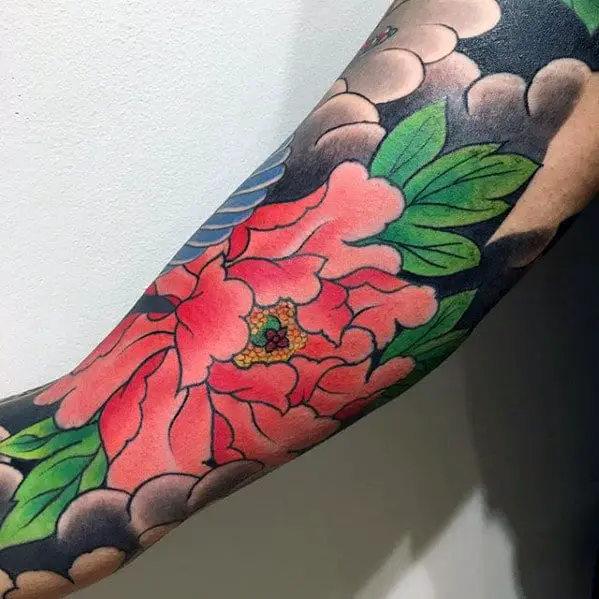inner-arm-bicep-guys-japanese-flower-tattoo