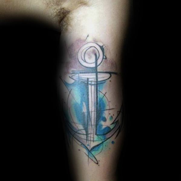 inner-arm-bicep-unique-anchor-watercolor-tattoo-design-ideas-for-men