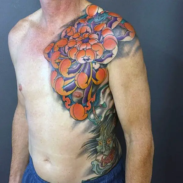 japanese-chrysanthemum-flower-mens-chest-tattoos