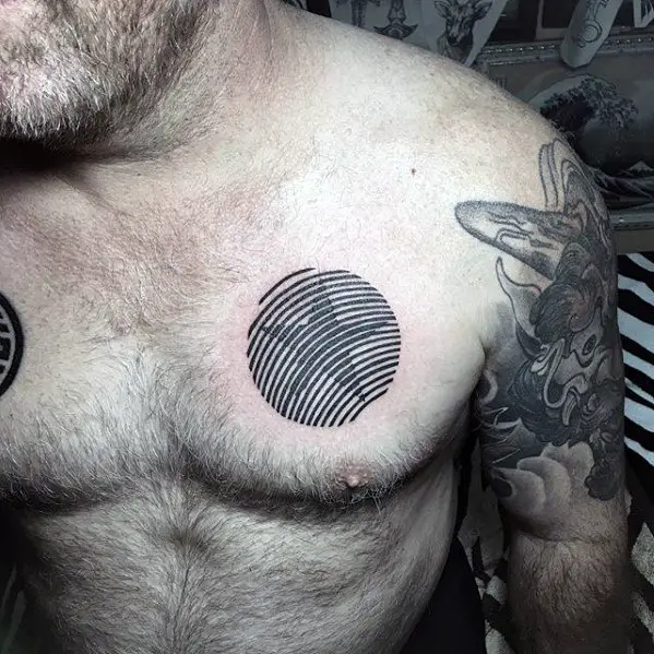 lines-optical-illusion-mens-simple-star-upper-chest-tattoo