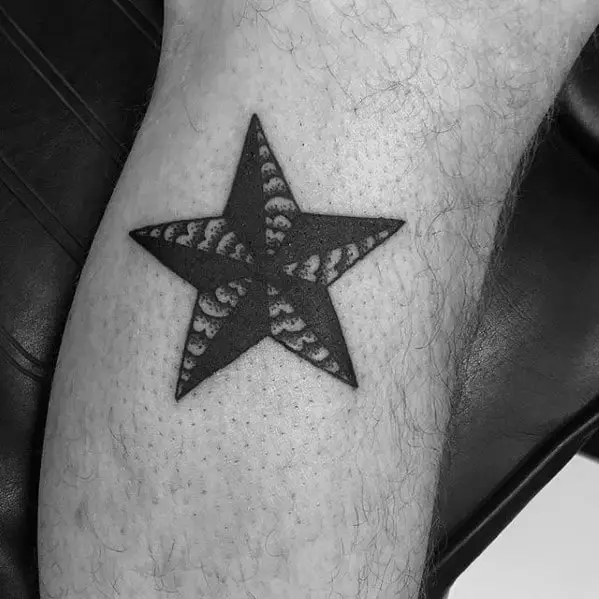 mens-black-ink-nautical-star-simple-leg-tattoo