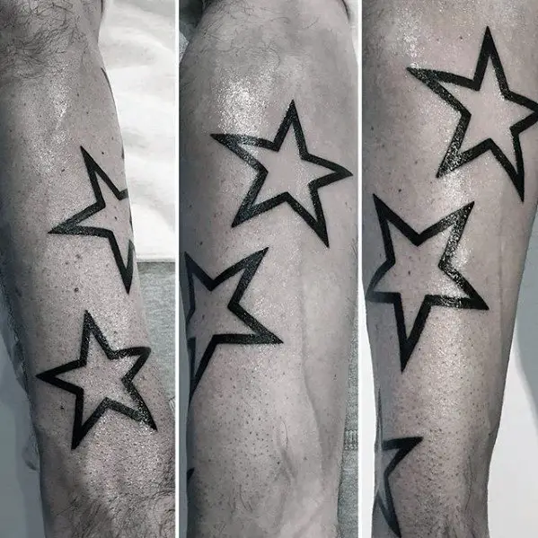 mens-black-ink-outline-simple-star-forearm-tattoos