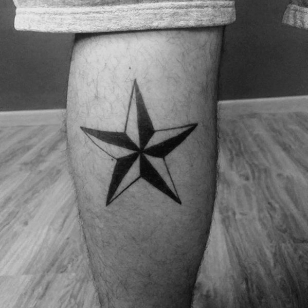 mens-nautical-star-simple-tattoo-on-leg-calf