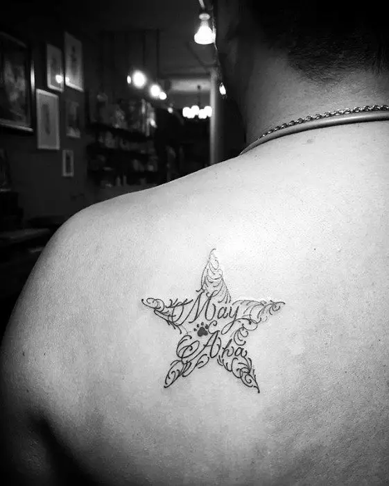 mens-simple-star-with-quote-shoulder-blade-tattoo