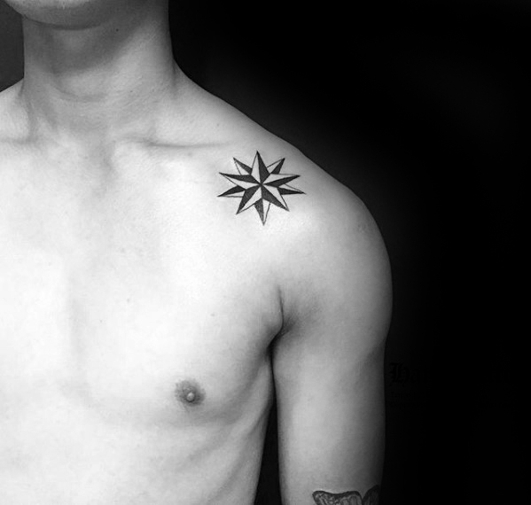 mens-upper-shoulder-nautical-star-simple-tattoo-inspiration