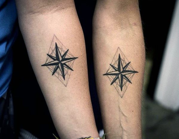 nautical-geometric-star-inner-forearm-simple-tattoo-ideas
