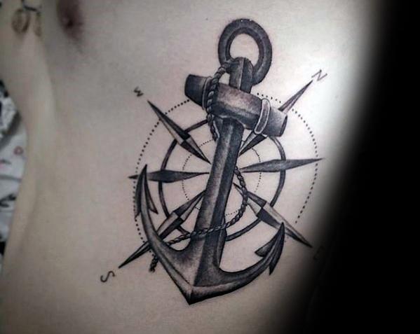 rib-cage-side-star-with-anchor-cool-unique-tattoo-ideas-for-men