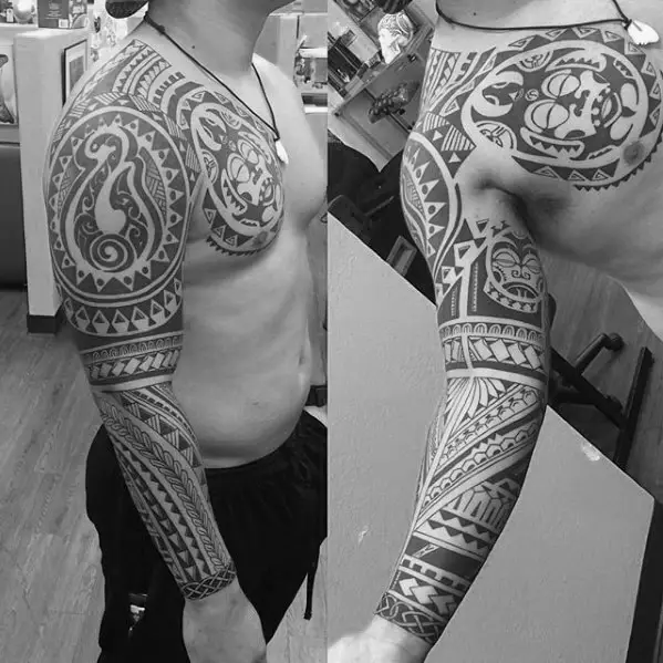 badass-hawaiian-full-arms-leeve-tribal-tattoo-on-men