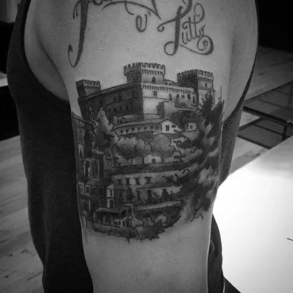 bicep-scottish-mens-castle-tattoo-design