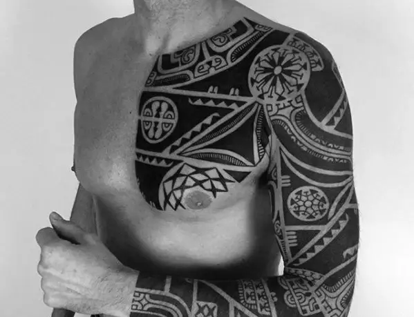 cool-male-badass-tribal-tattoo-designs-on-chest-and-arm-sleeve